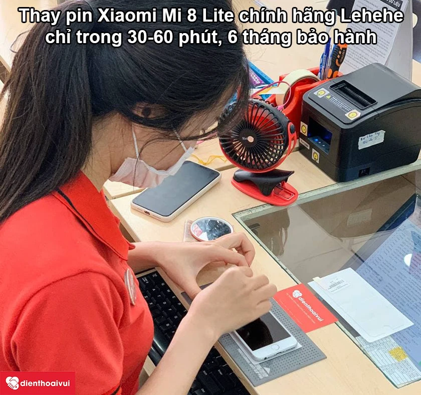 Dịch vụ thay pin Xiaomi Mi 8 Lite chính hãng Lehehe uy tín tại Điện Thoại Vui