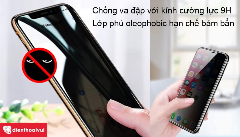 Miếng dán chống va đập S-Case iPhone XS Full chống nhìn trộm 4D/5D