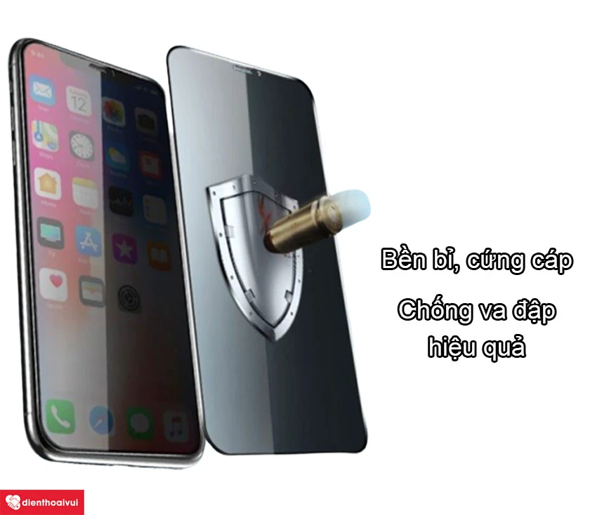 Miếng dán chống va đập S-Case iPhone XS Max full chống nhìn trộm 4D/5D 