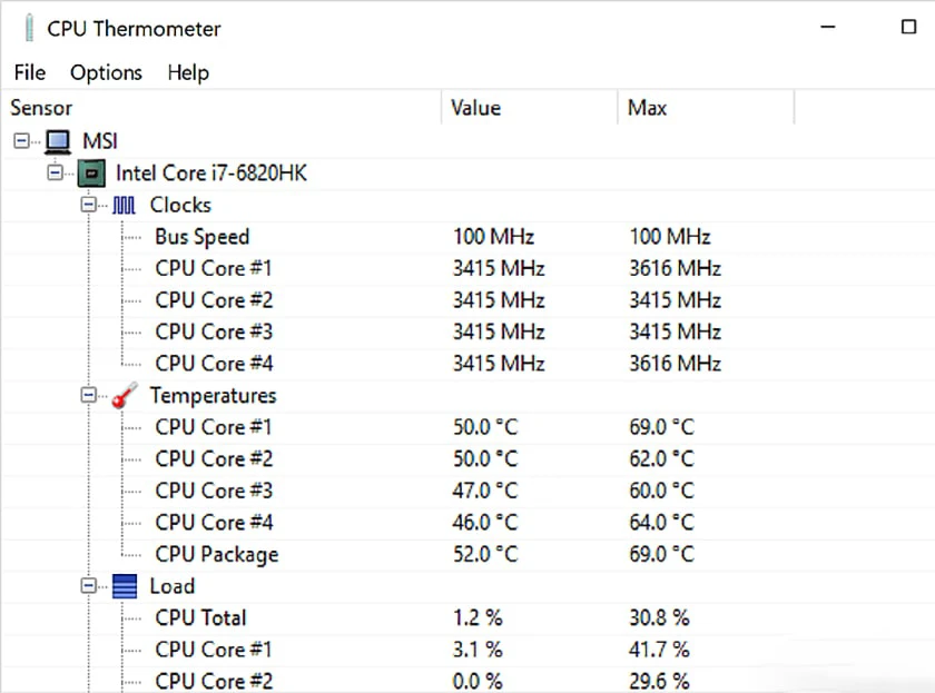 Xem nhiệt độ CPU bằng CPU Thermometer