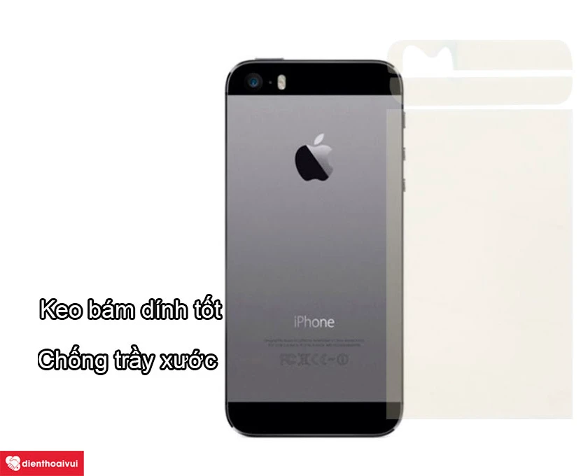 Dán màn hình mặt sau iPhone 5/5s: Chất liệu keo bám dính tốt, chống trầy xước hiệu quả cho điện thoại