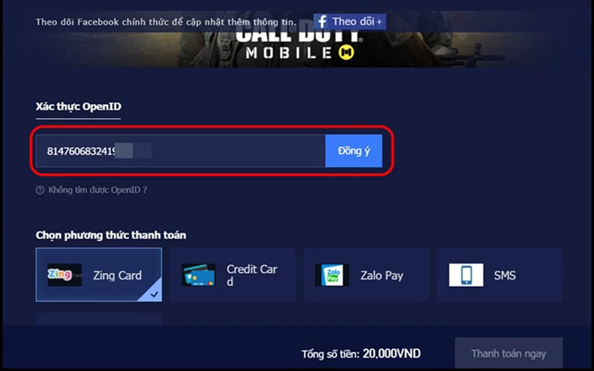 hướng dẫn nạp call of duty mobile VNG