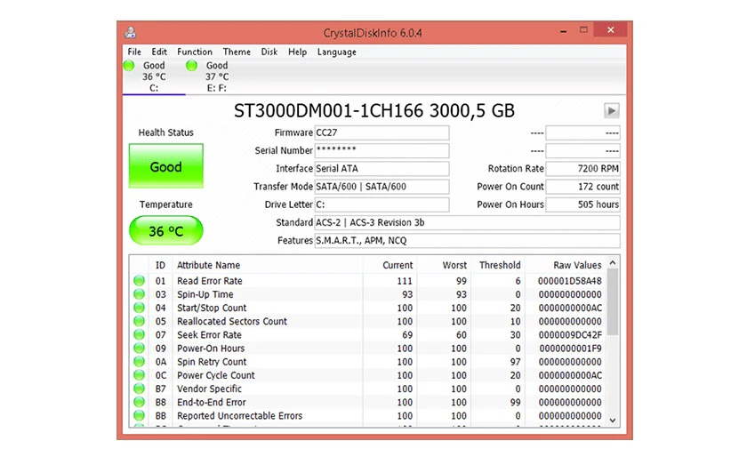 Kiểm tra ổ cứng SSD bằng phần mềm CrystalDiskInfo