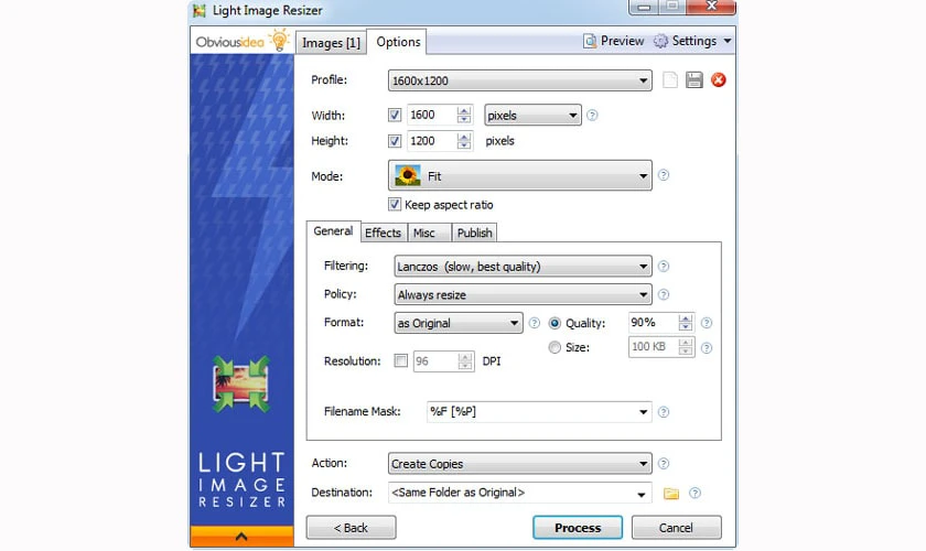 giảm dung lượng ảnh bằng Phần mềm Light Image Resizer