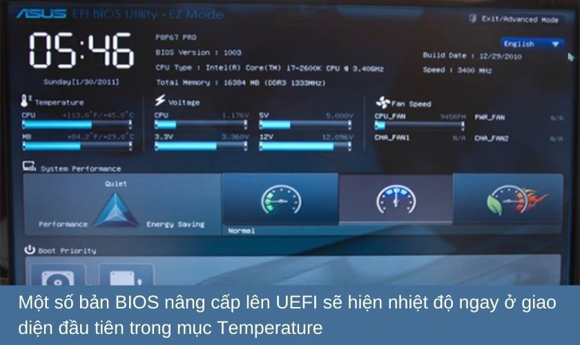 Kiểm tra nhiệt độ laptop trong BIOS