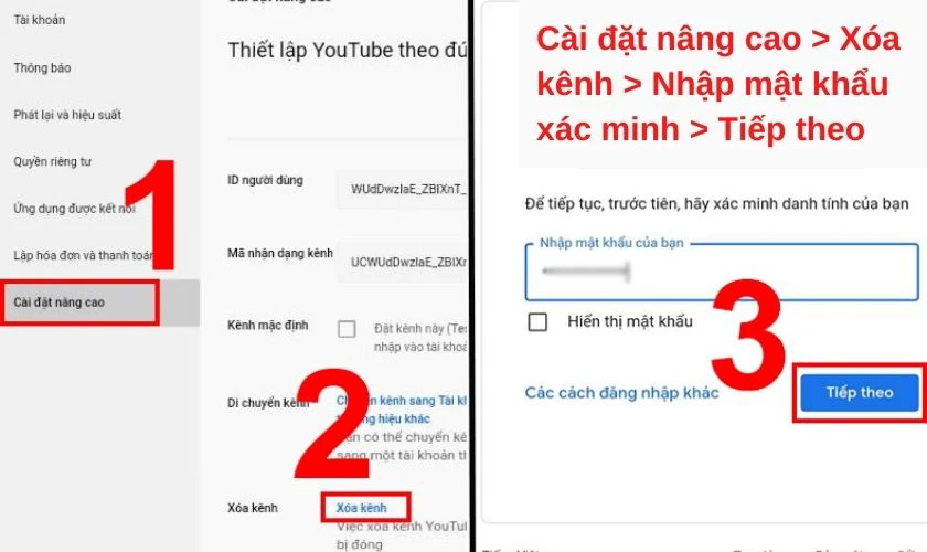 xóa bằng điện thoại