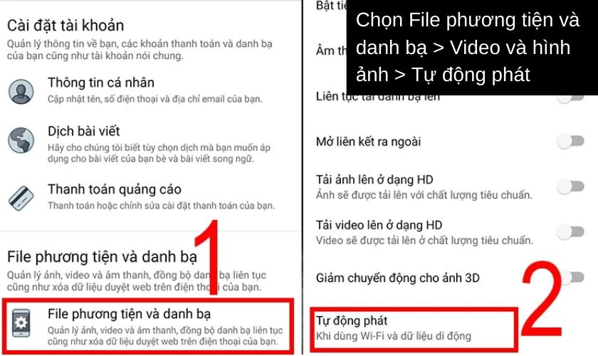 Chọn mục Video và ảnh