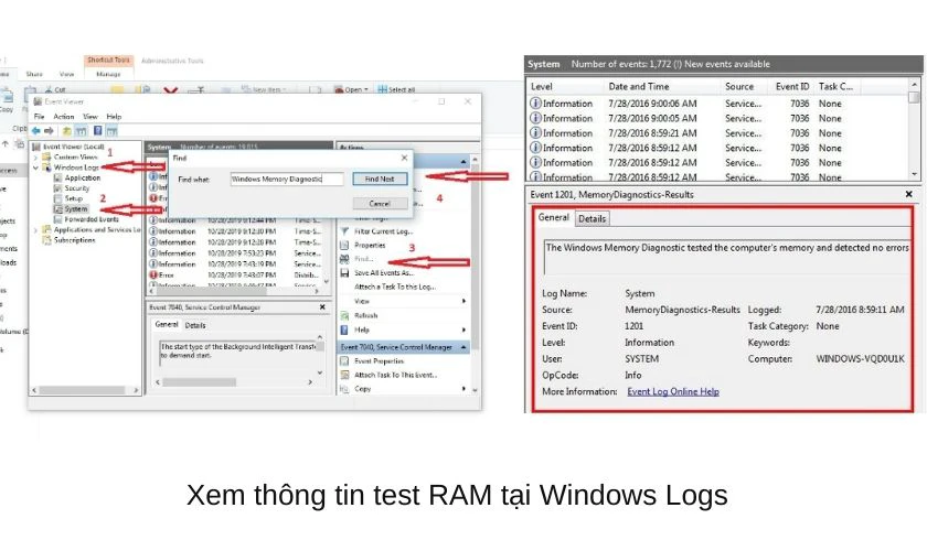 Test RAM bằng công cụ Windows Memory Diagnostic