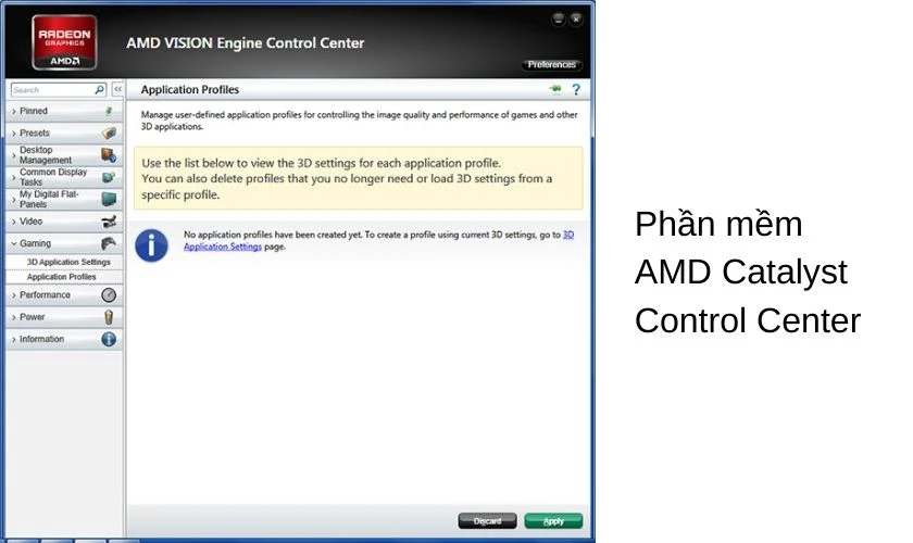 Phần mềm kiểm tra PSU AMD Catalyst Control Center