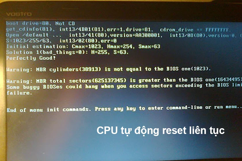 CPU bị lỗi tự động reset