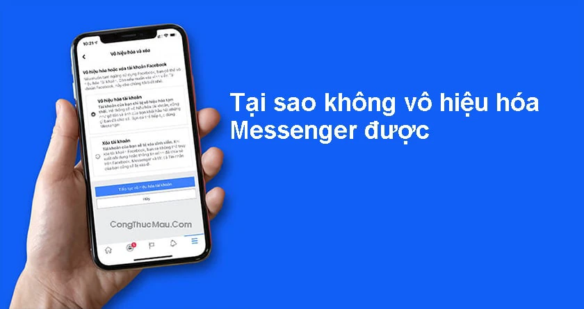 Messenger không có chữ vô hiệu hóa là do bạn chưa kích hoạt ở mục Cài đặt Facebook