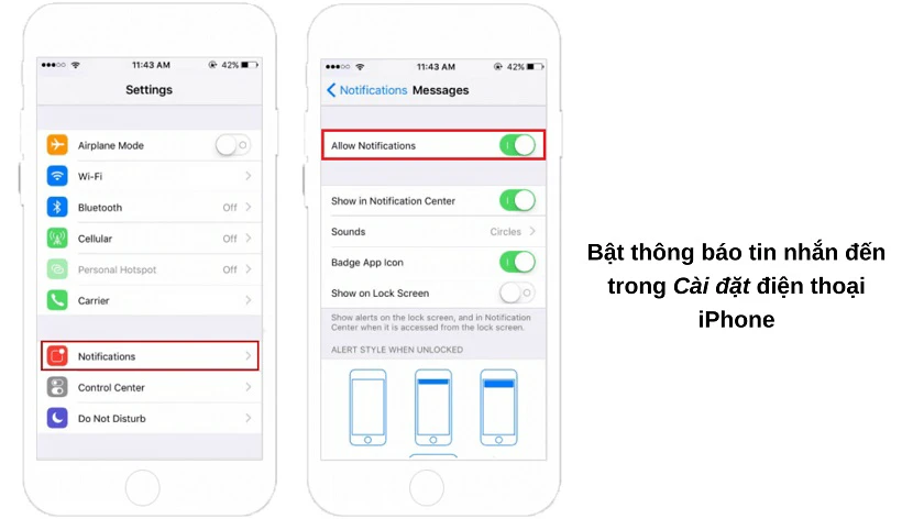 Sửa messenger không hiện thông báo tin nhắn trên iPhone