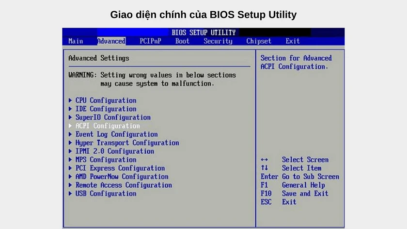 Giao diện chính của trang BIOS setup Utility Window 10