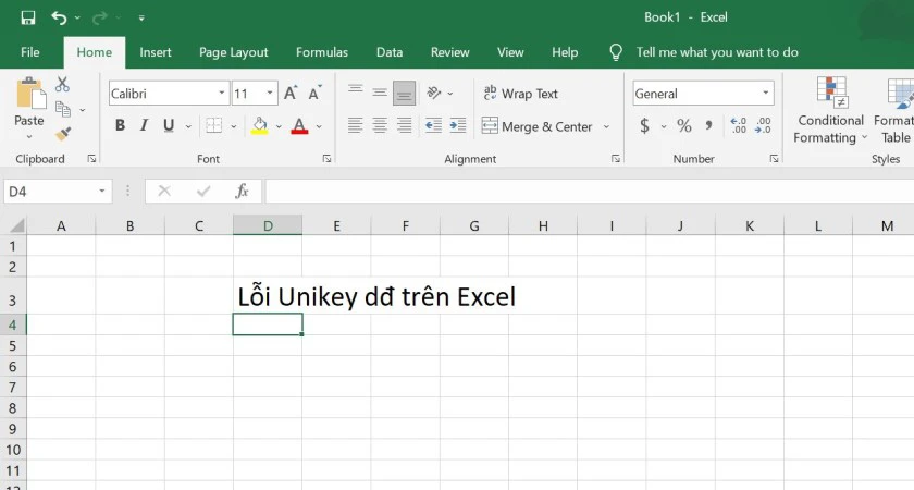 Cách khắc phục lỗi unikey không gõ được dđ trên phần mềm Excel