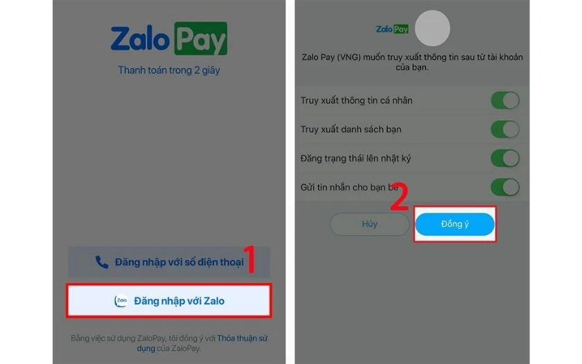 Đăng ký bằng cách liên kết Zalo Pay
