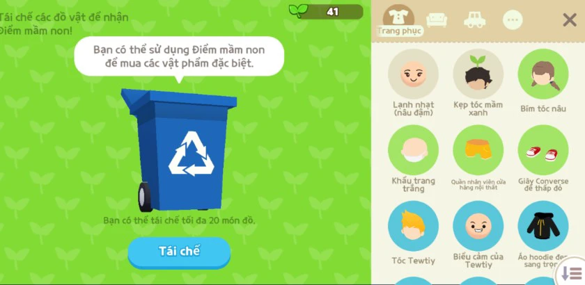 Kiếm tiền trong game Play Together bằng cách tái chế rác thải