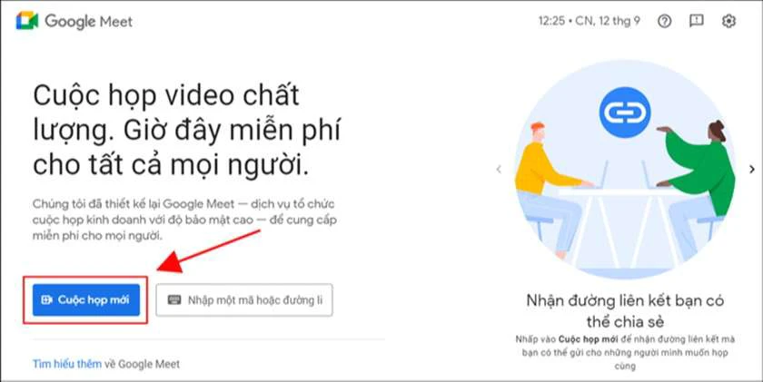 tính năng của Google meet trên PC, laptop