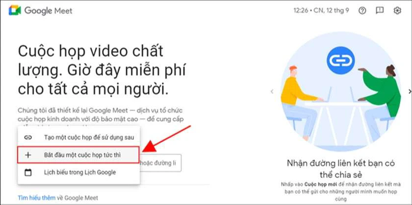 tính năng của Google meet trên PC, laptop