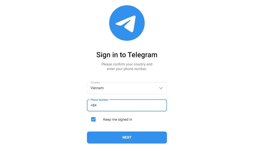 Đăng nhập Telegram trên web bằng số điện thoại