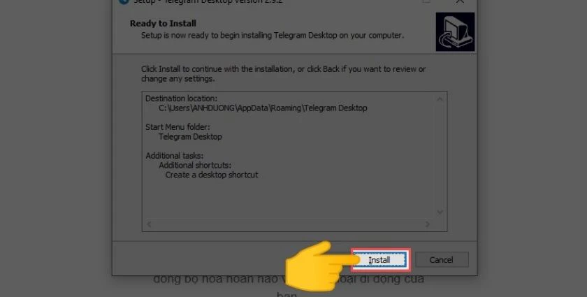 chọn Install