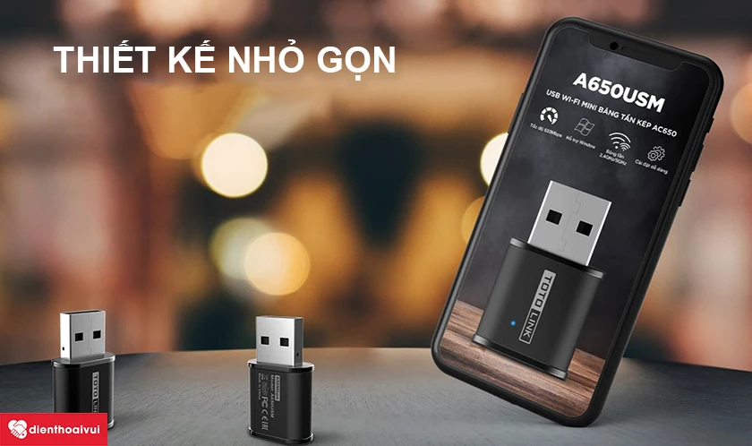 USB WiFi Mini TOTOLINK băng tần kép AC650 sở hữu thiết kế nhỏ gọn