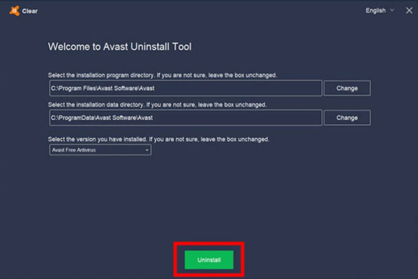 Cách gỡ Avast Free Antivirus bằng phần mềm Avast Clear