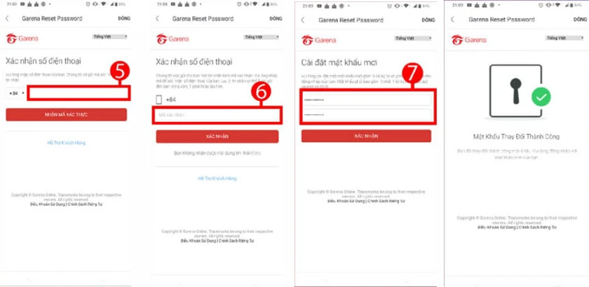 cách thay đổi mật khẩu liên quân garena bằng điện thoại
