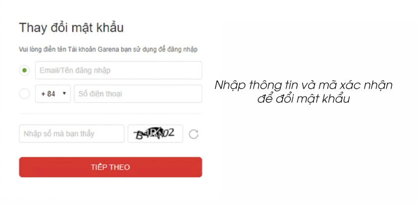 cách thay đổi mật khẩu liên quân garena không cần dùng điện thoại