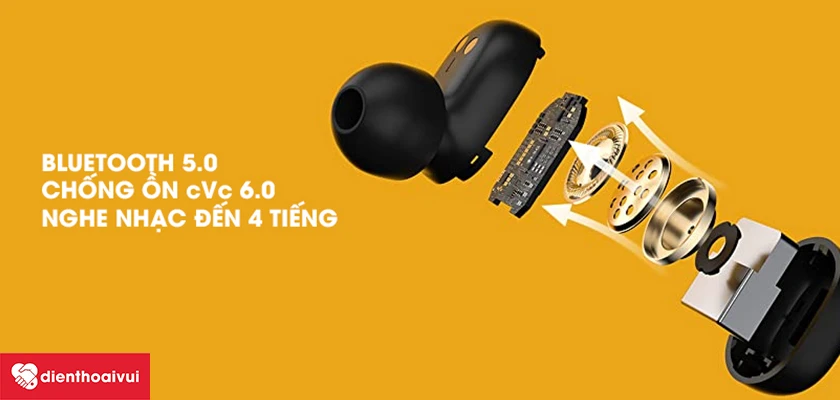 Nhiều công nghệ tích hợp: Bluetooth 5.0, chống ồn cVc 6.0,...