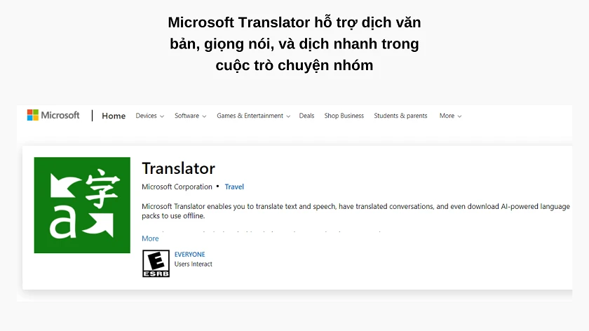 Phần mềm dịch tiếng Anh sang tiếng Việt - Microsoft Translator