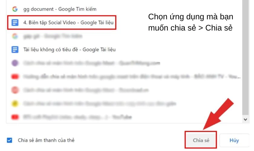 Cách chia sẻ màn hình Google Meet qua các ứng dụng