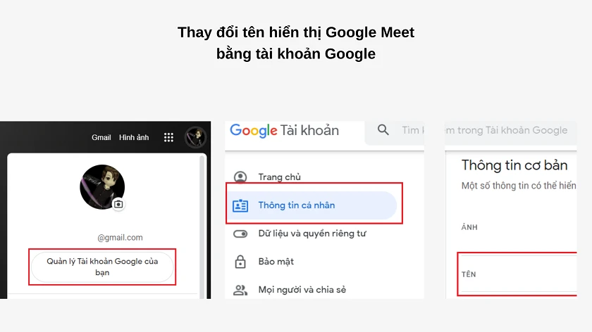 Đổi tên Google Meet trên tài khoản Google