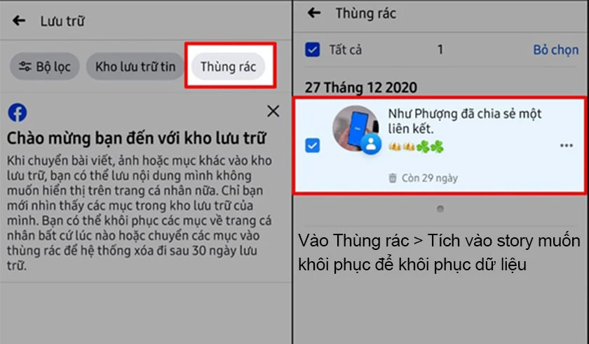 Cách khôi phục story đã xóa trên Facebook bằng điện thoại