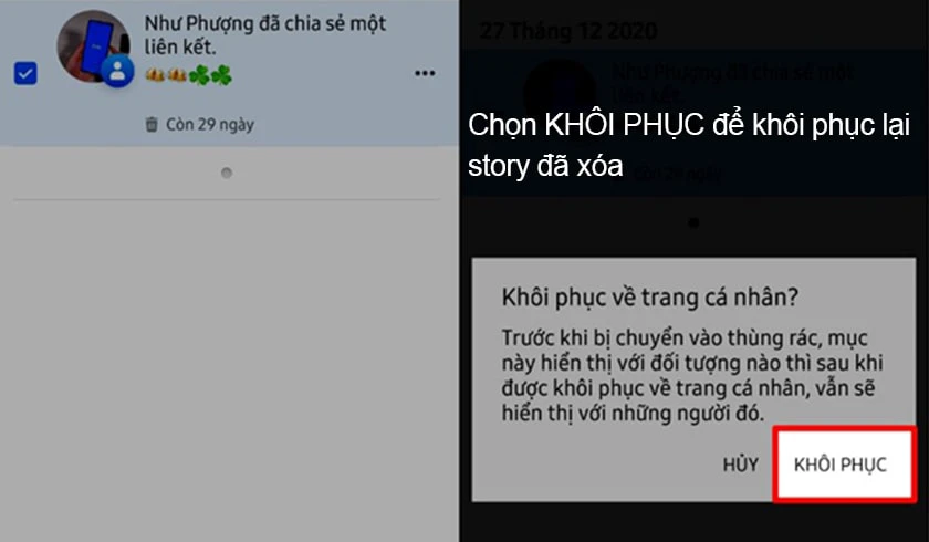 Cách khôi phục story đã xóa trên Facebook bằng điện thoại