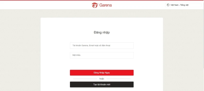 đăng nhập tài khoản Garena không cần số điện thoại