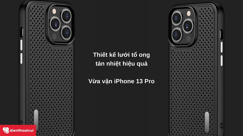Ốp lưng silicon tổ ong Cooling cho iPhone 13 Pro