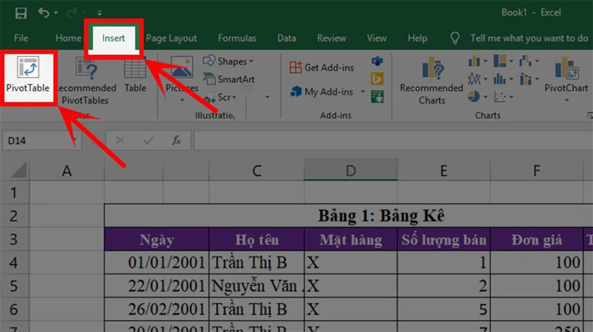 Cách tạo bảng thống kê Pivot table trong Excel