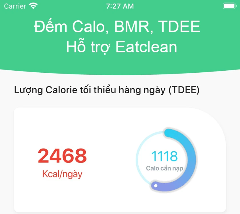 Đếm Calo, BMR, TDEE - Hỗ trợ Eatclean