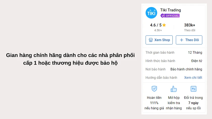 Gian hàng chính hãng của thương hiệu, đại lý phân phối hàng chính hãng
