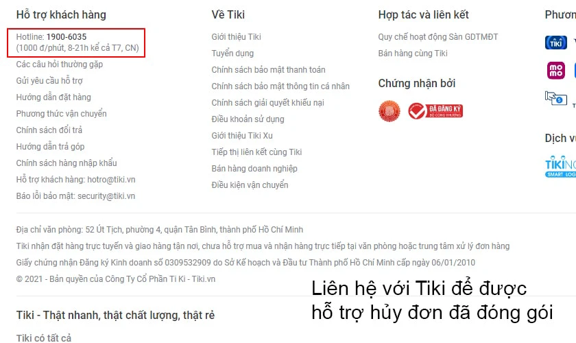 Hủy đơn hàng khi đã đóng gói