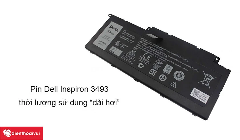 Pin Dell Inspiron 3493 - thời lượng sử dụng “dài hơi”