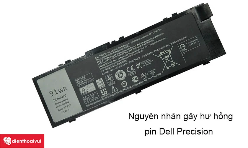 Nguyên nhân gây hư hỏng pin Dell Precision