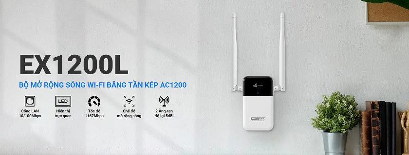 Bộ kích sóng Wi-Fi TOTOLINK băng tần kép AC1200 EX1200L
