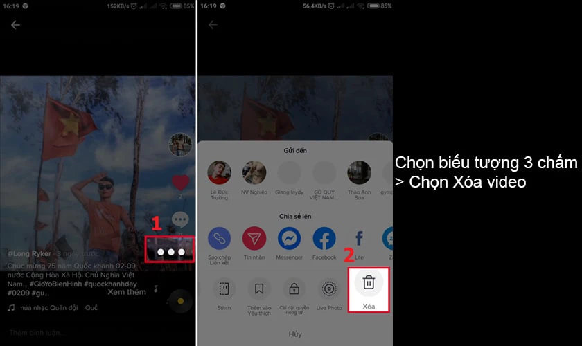 bấm vào biểu tượng ba chấm ngang