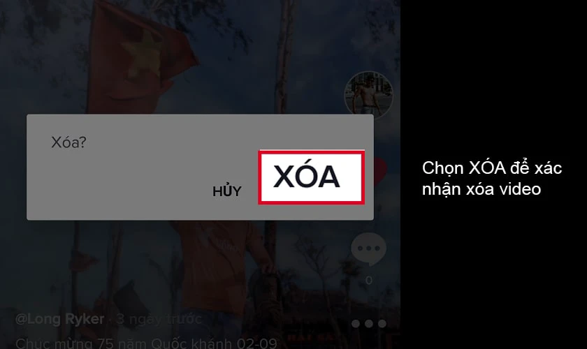 chọn vào mục Xoá (biểu tượng thùng rác)