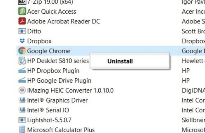  Xóa Chrome và cài đặt lại
