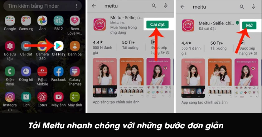 Hướng dẫn tải và cài đặt app Meitu về điện thoại