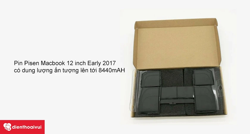 Pin Pisen Macbook 12 inch Early 2017 có dung lượng bao nhiêu?