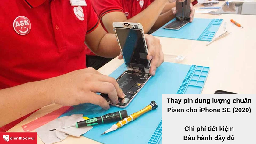 Thay pin iPhone SE 2020 dung lượng chuẩn Pisen