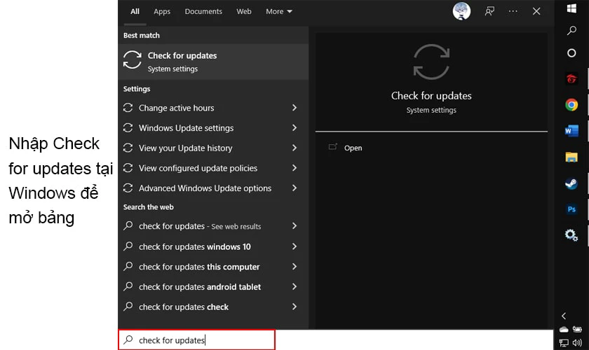 Update Windows theo cách thủ công